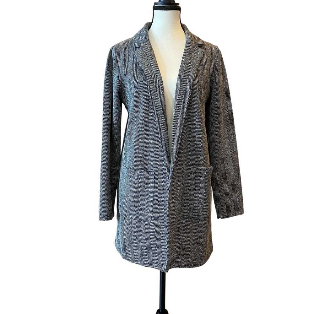 Light herringbone blazer open front Size M
